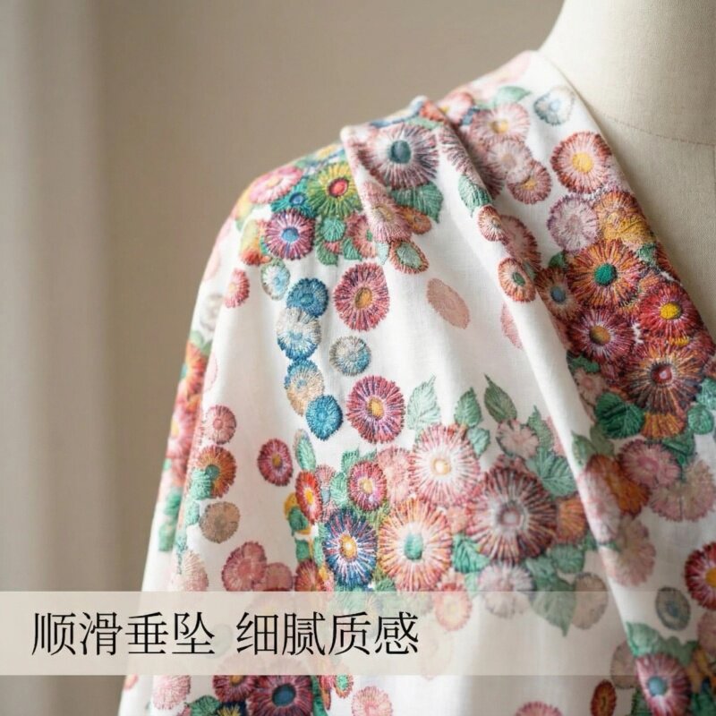 竹节纹人造棉棉绸复古中国风2026新款成人连衣裙旗袍手工DIY布料
