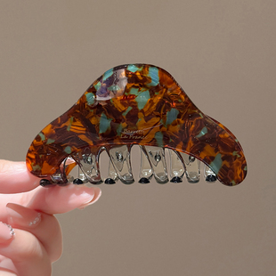 法式 高颜值仿醋酸三角抓夹女后脑勺盘发鲨鱼夹子早秋气质流光发饰