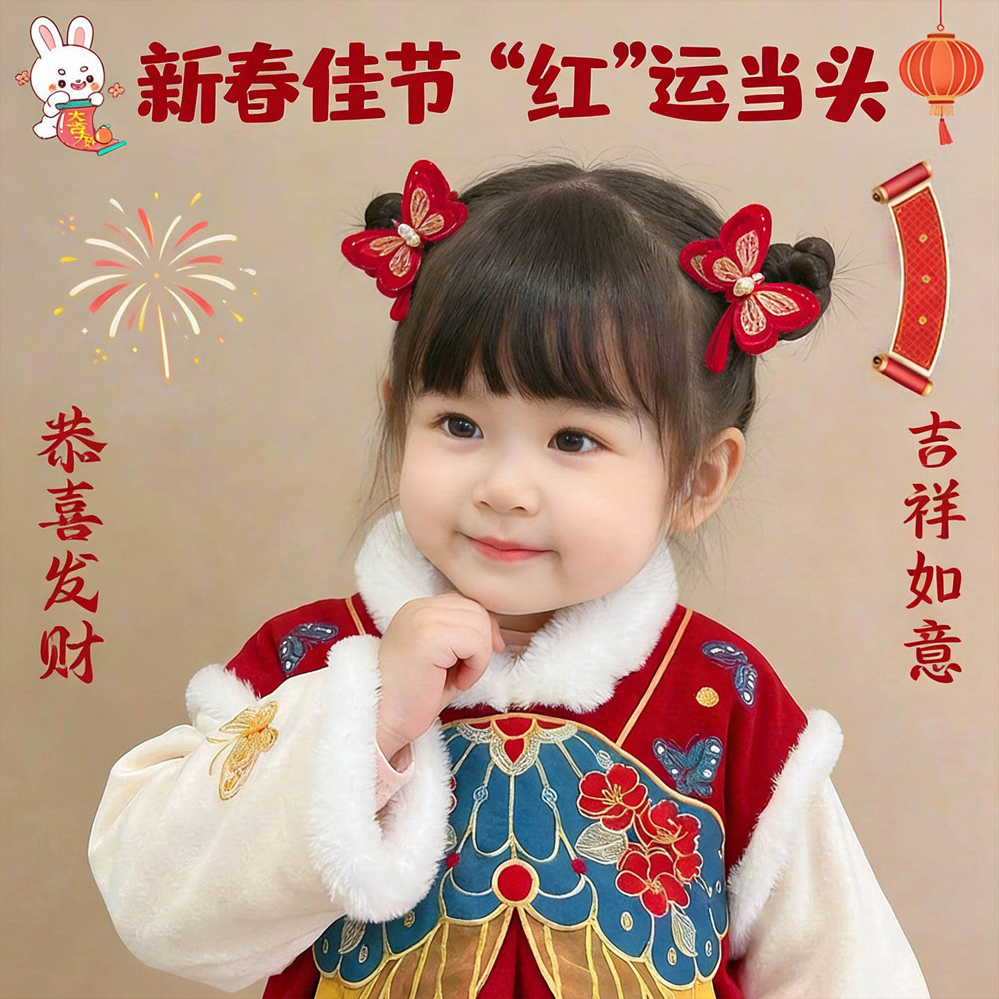 儿童新年红色蝴蝶结发夹对夹女童宝宝中国风好运头饰汉服古风发饰,饰品/流行首饰/时尚饰品新,发饰,淘宝优惠券,粉丝福利购,淘宝优惠卷