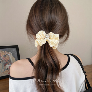 钻石褶皱小肠发圈女扎发丸子头头花侧马尾高弹发绳不伤发头绳发饰