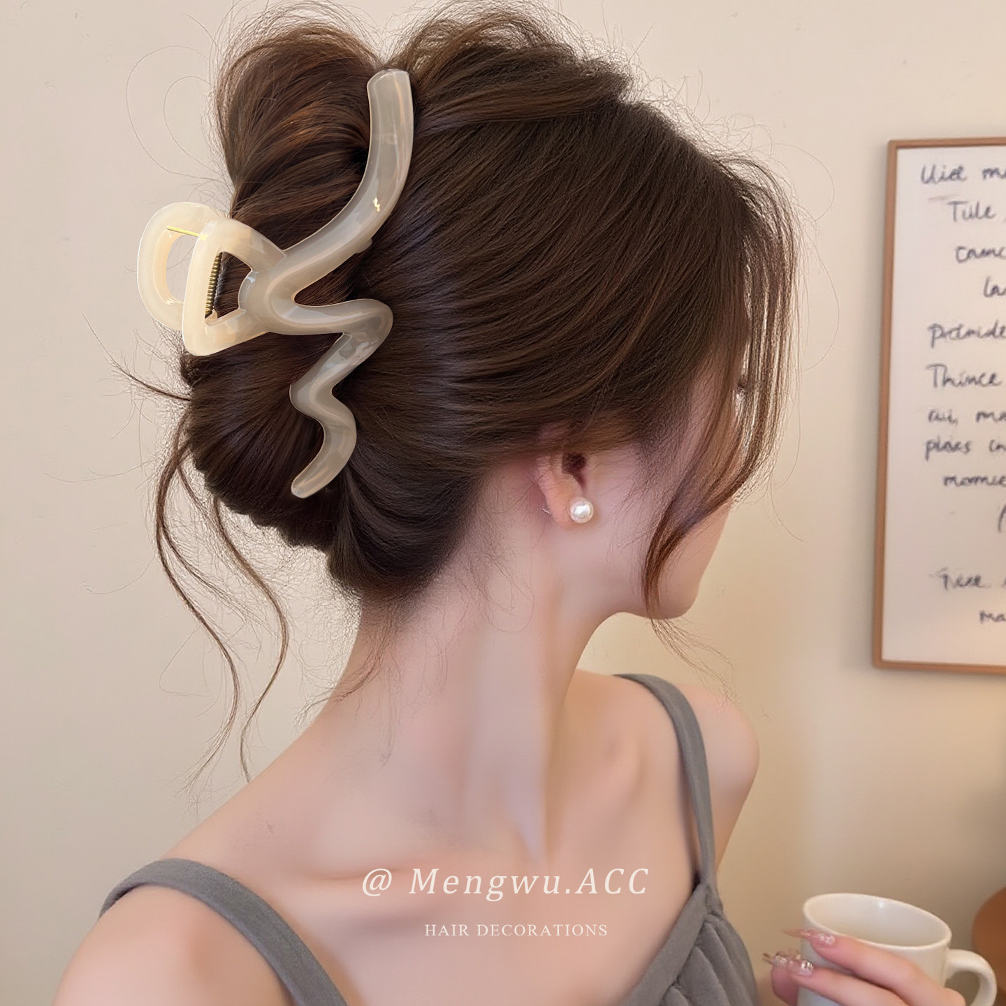 浅色系波浪抓夹女大号发量多简约高级感发抓头饰后脑勺鲨鱼夹发饰