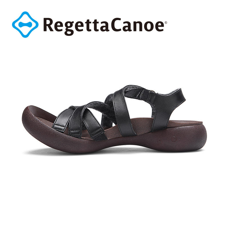 Regettacanoe芮佳达交叉绑带田跟女凉鞋百搭罗马平底鞋新款夏