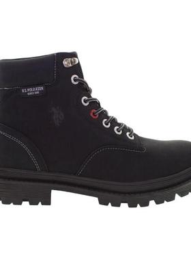 代购U.S. Polo Assn.男士工装靴耐磨易清洁舒适贴合休闲靴黑色