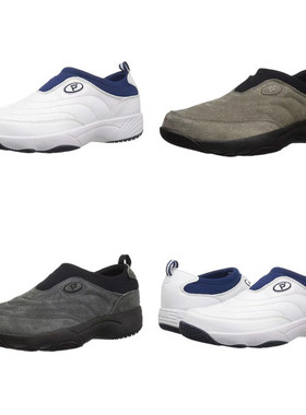 正品波派Propet男子春秋真皮牛皮防滑一脚蹬5E加宽大码鞋老人鞋