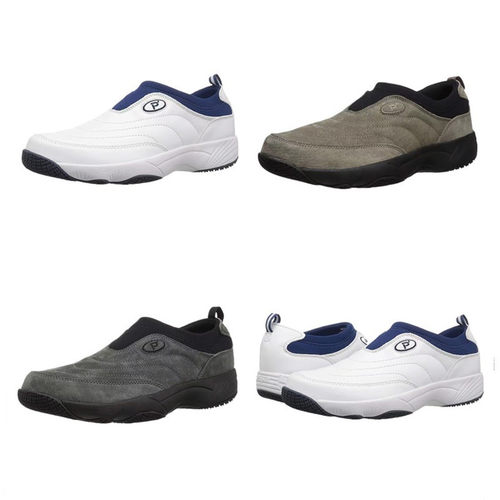 正品波派Propet男子春秋真皮牛皮防滑一脚蹬5E加宽大码鞋老人鞋