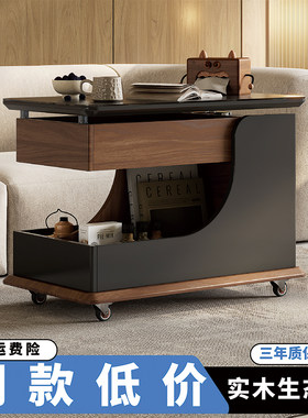 可移动客厅沙发边几卧室简约储物柜带万向轮升降家用小户型推车