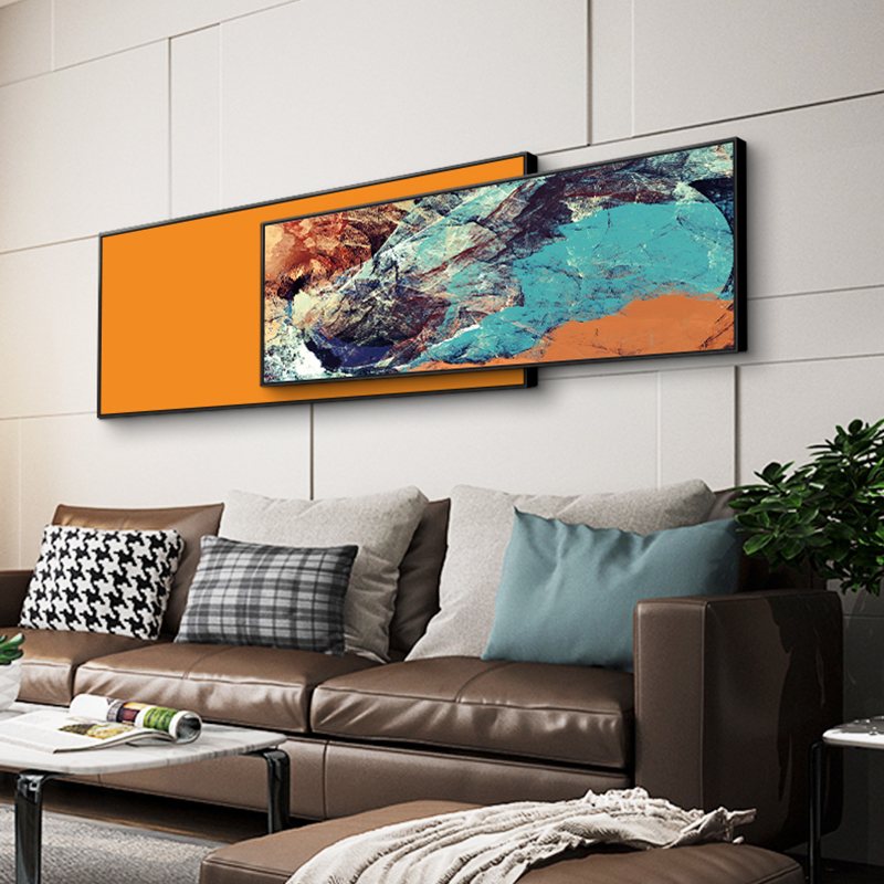 鳟鱼北欧抽象墙面挂画客厅沙发背景墙装饰画长方形大尺寸横版壁画图片