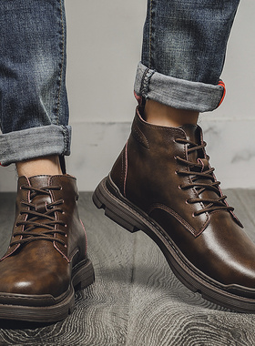 趋势Setter !远销欧美！马丁靴子男士覆古工装英伦风格百搭休闲鞋