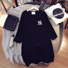 Medium length summer new loose large version net red super fire short sleeve T-shirt blouse