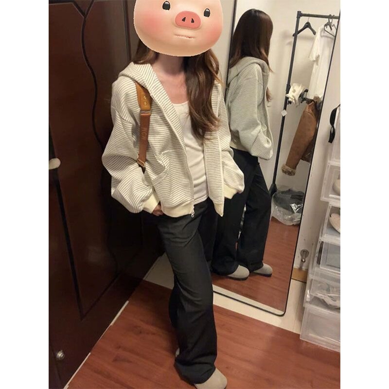 美式高领连帽卫衣外套女2025早秋装新款爆款慵懒风高级感超火上衣