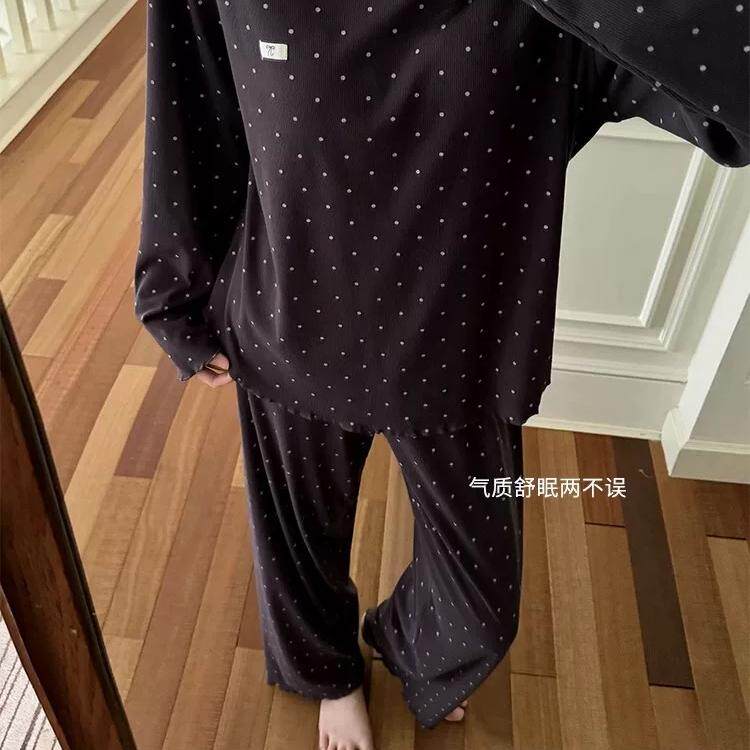 波点带胸垫睡衣两件可外出套装