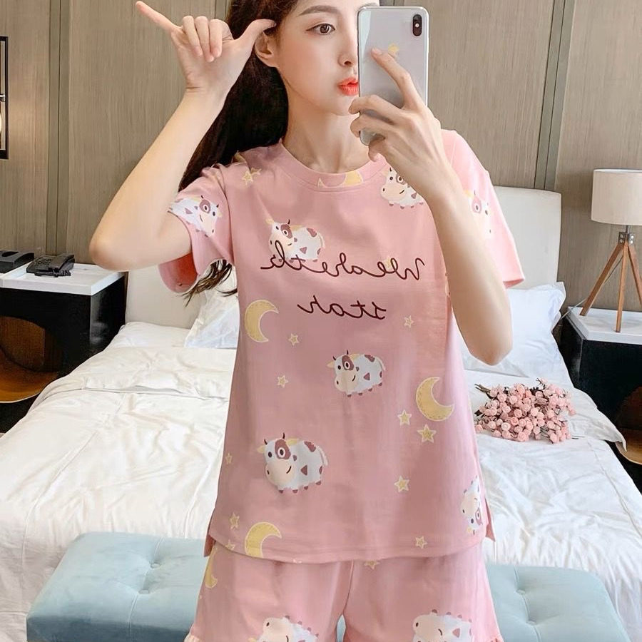 睡衣卡通甜美少女大码夏季家居服
