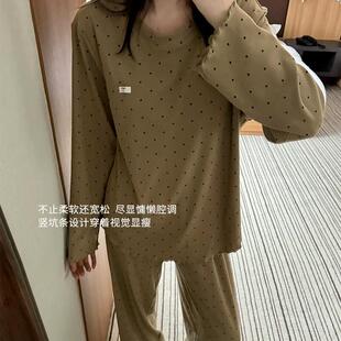 2025新款甜美睡衣女款秋冬季带胸垫一体长袖套头宽松家居服可外穿