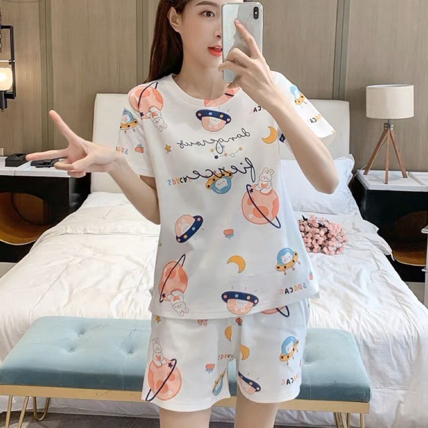 睡衣女夏季套装薄款可出门家居服