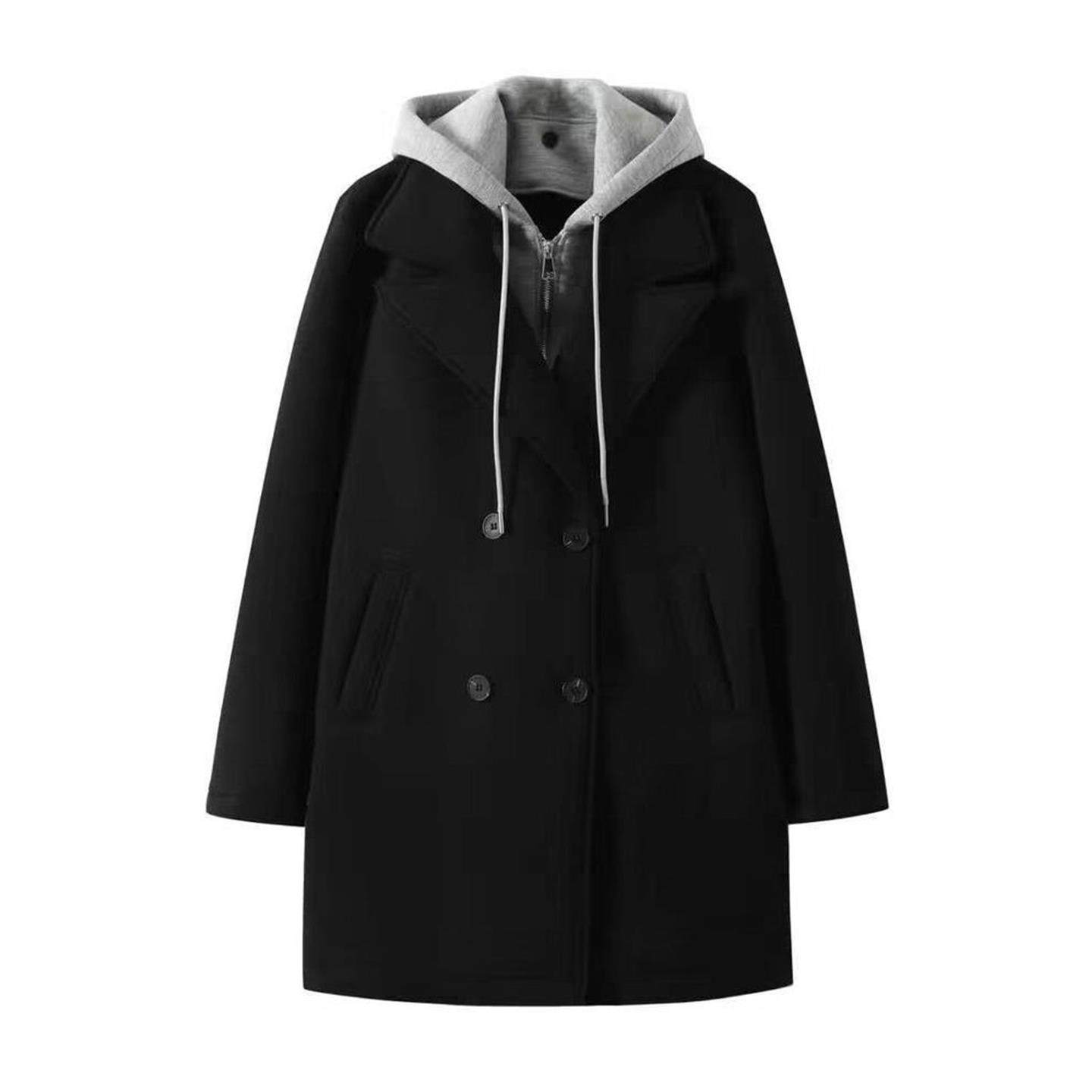 2025 秋冬季新品可拆连帽拼接风衣长袖西装大衣外套女8073039 800,女装/女士精品,毛呢外套,淘宝优惠券,粉丝福利购,淘宝优惠卷