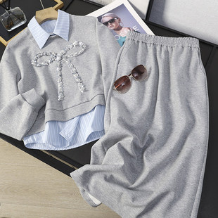 立体珠片蝴蝶结卫衣半裙两件套八 假两件设计款 B95 0310休闲甜美