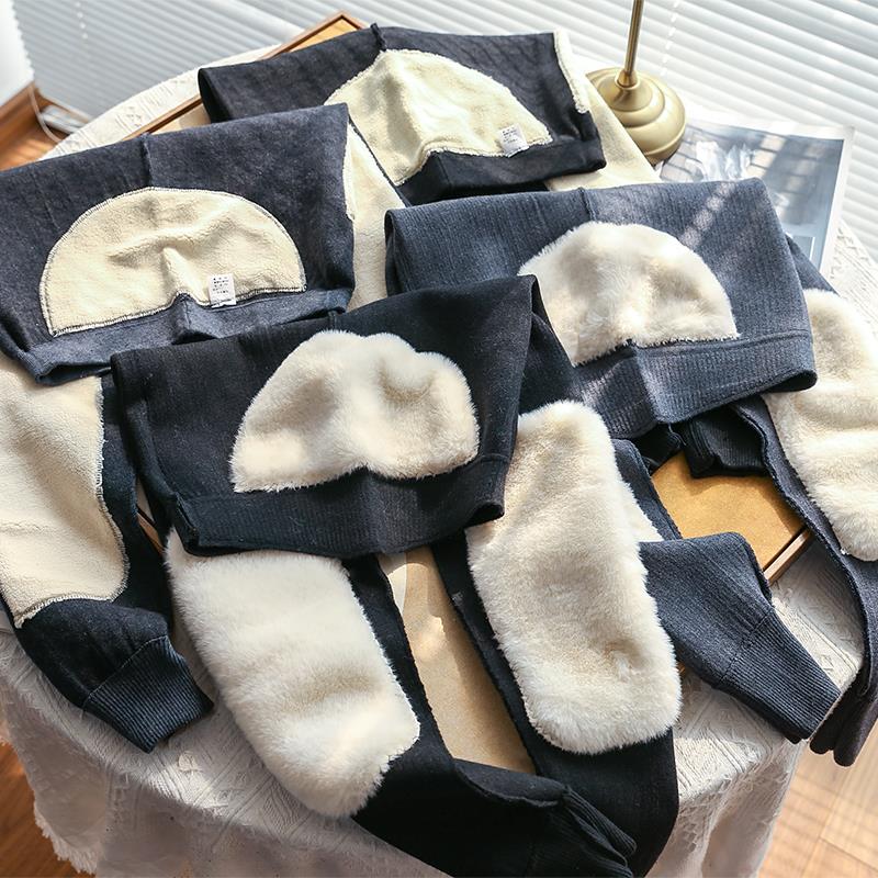 父母秋冬B备!56%羊毛加厚针织护膝护肚子羊毛保暖裤打底裤男女