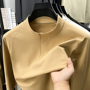 春秋季户外骑行防晒长袖T恤衫半拉链男士速干衣休闲运动轻薄外套