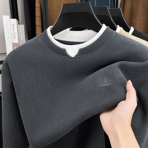 假两件澳利绒加厚保暖男士卫衣