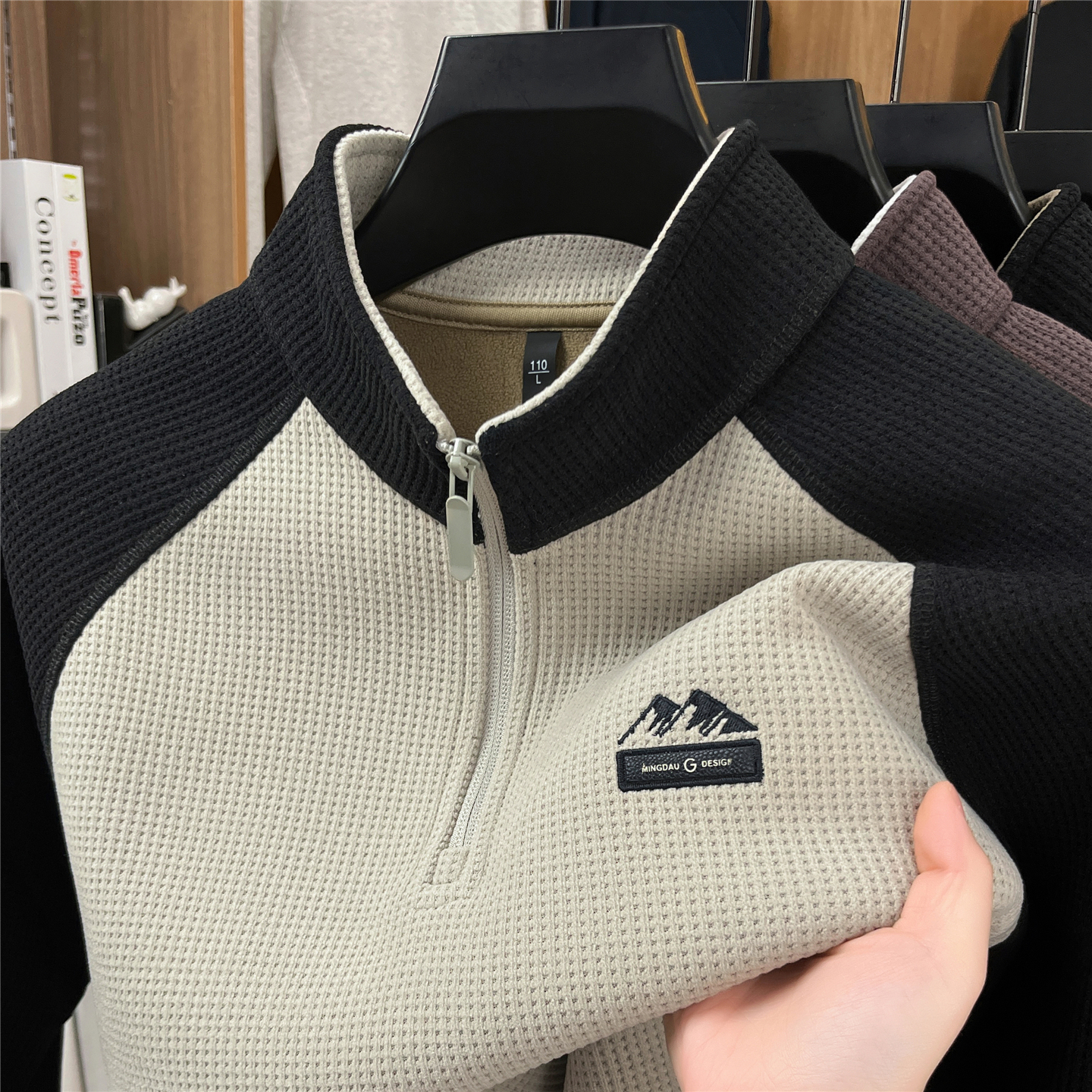 插肩袖男士加绒保暖长袖卫衣