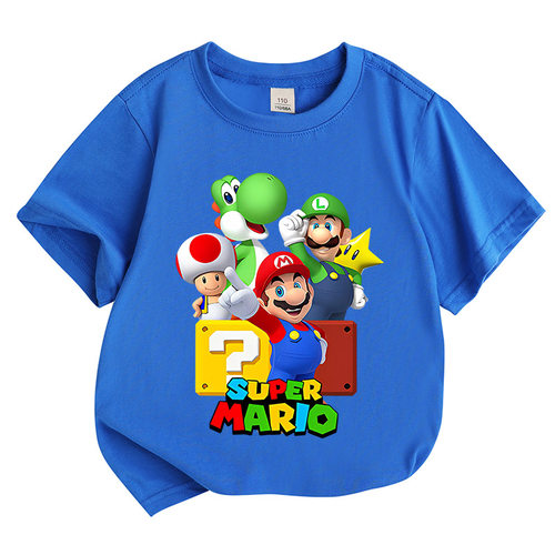 mario童装儿童t恤衣服纯棉短袖超级马里奥马力欧图案夏季男童上衣
