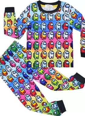 amongus衣服儿童家居服睡衣长袖裤子套装太空狼人杀男女空调服ins