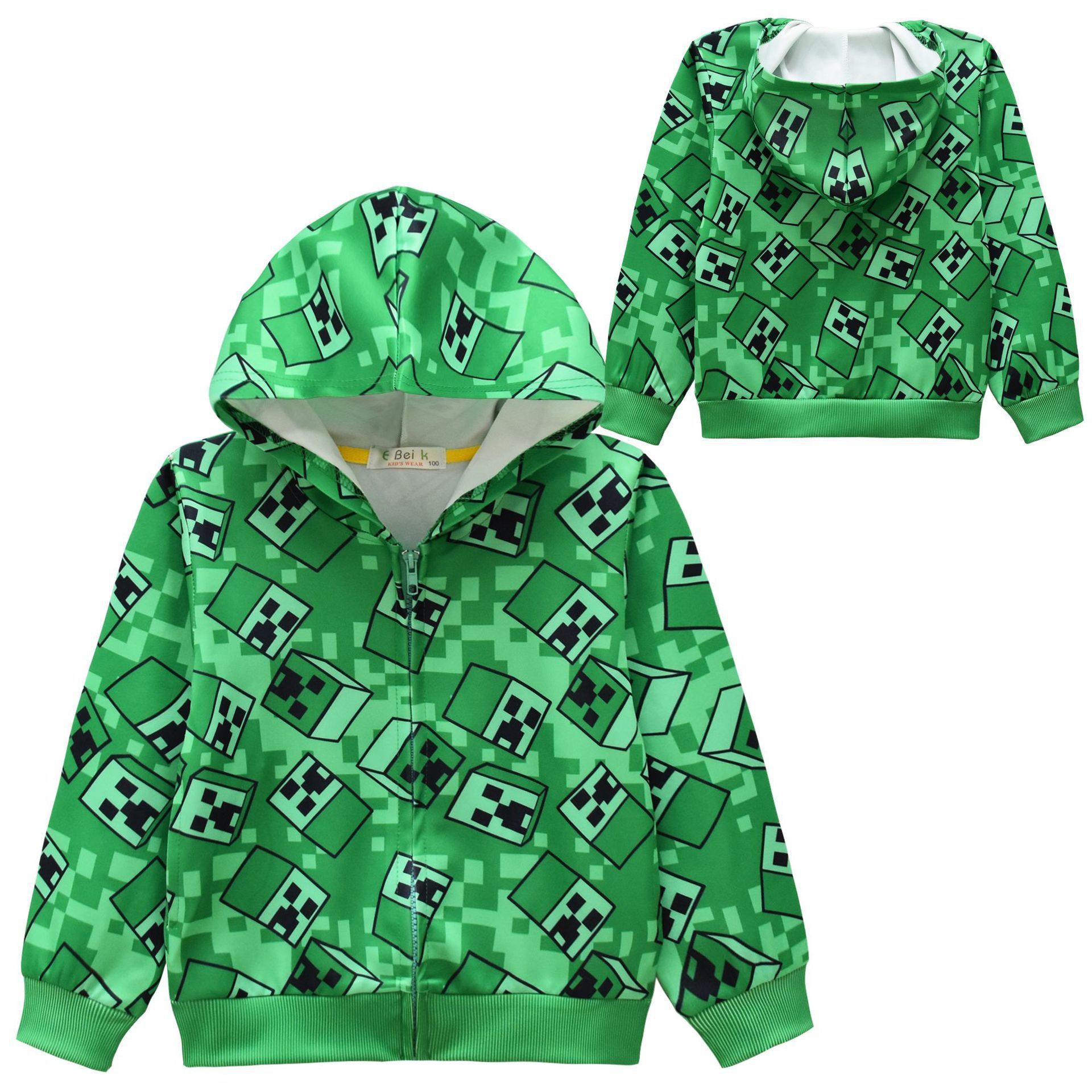 我的世界男童外套儿童长袖衣服minecarft童装拉链连帽苦力怕春秋T