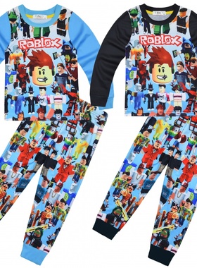 Roblox衣服儿童家居服长袖裤子睡衣套装童装中大童男童休闲空调服