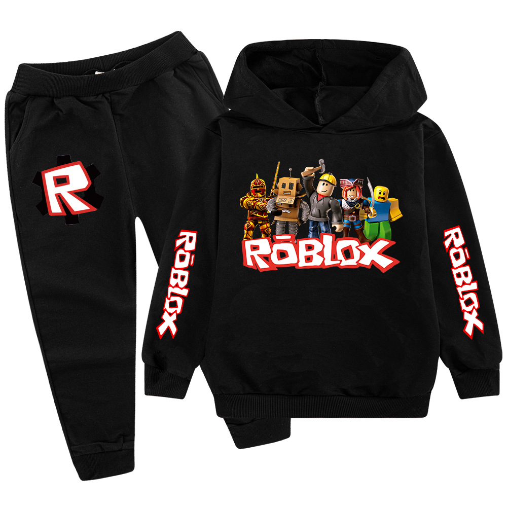 roblox长袖t恤男孩衣服卫衣裤子套装儿童装罗布乐思周边春秋打底.