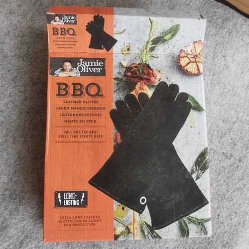 出口库存丹麦白熊BBQ防烫野营生火烧烤耐高温电焊隔热牛皮长手套