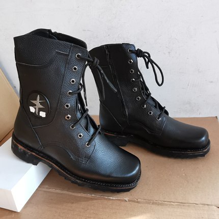 特价清仓5302库存战靴男压花牛皮春秋单皮靴侧拉链真皮靴子工装靴