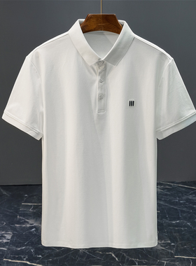 夏季男士白色Polo衫 简约刺绣翻领修身显瘦休闲修身百搭短袖上衣