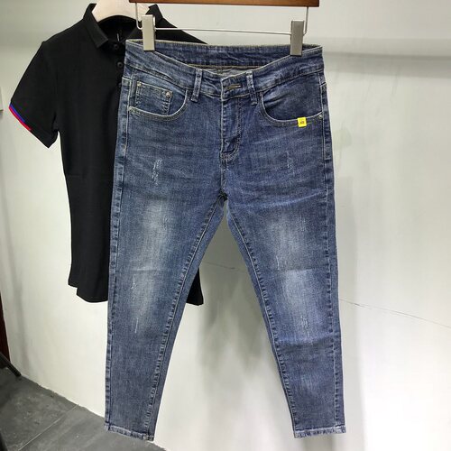 春夏男士牛仔裤修身小脚九分裤