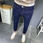 简约百搭休闲弹力九分裤 9分牛仔裤 子 小脚裤 潮流韩版 男士 秋冬修身