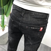 九分裤 潮男牛仔裤 弹力显瘦高端潮流男士 小脚新款 春夏休闲黑色修身