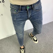 小脚潮流休闲九分裤 2026年春夏蓝色牛仔裤 修身 韩版 男潮牌高端男士
