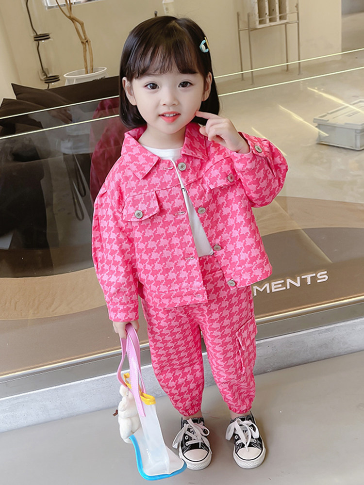女童套装春秋款2023新款洋气时髦宝宝时尚两件套儿童酷潮休闲童装