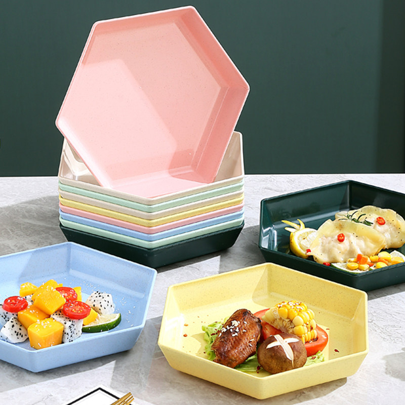 新款大号六边形盘家用ins创意拼盘套装塑料吐骨碟6角盘彩色水果盘,餐饮具,盘,淘宝优惠券,粉丝福利购,淘宝优惠卷