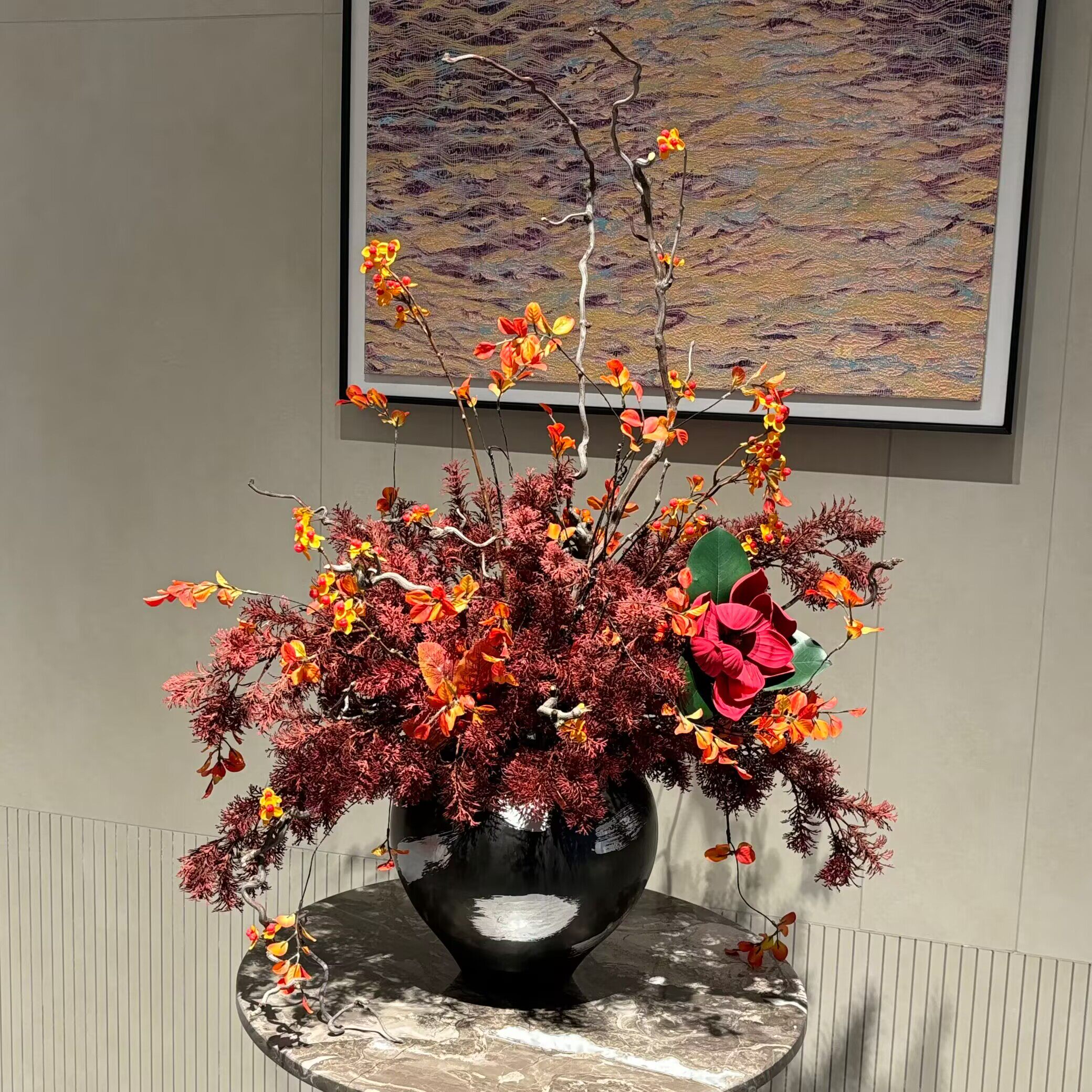 手绘陶瓷花瓶仿真花永生花