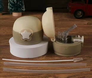 星星杯盖儿童卡通双盖吸管杯两用真空不锈钢保温通用杯瓶盖配件