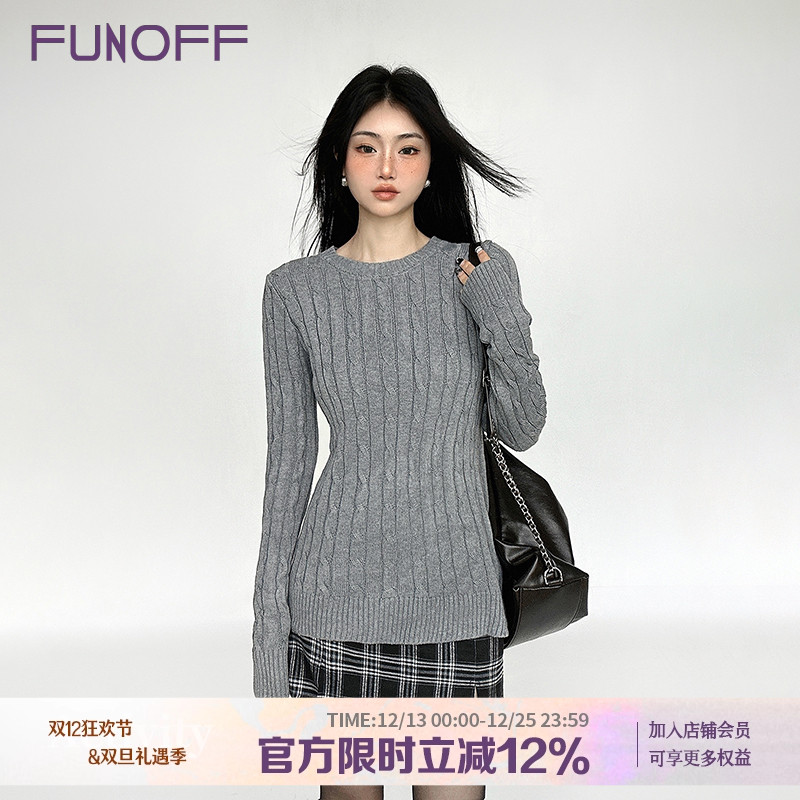 格雷miu系学院灰色正肩针织上衣