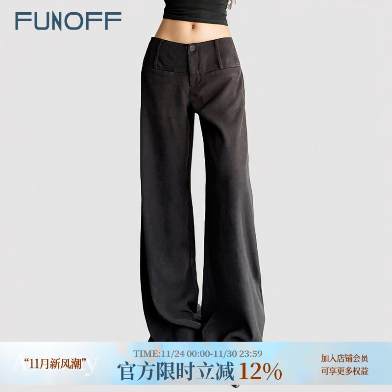 简约休闲黑色垂感西装直筒长裤