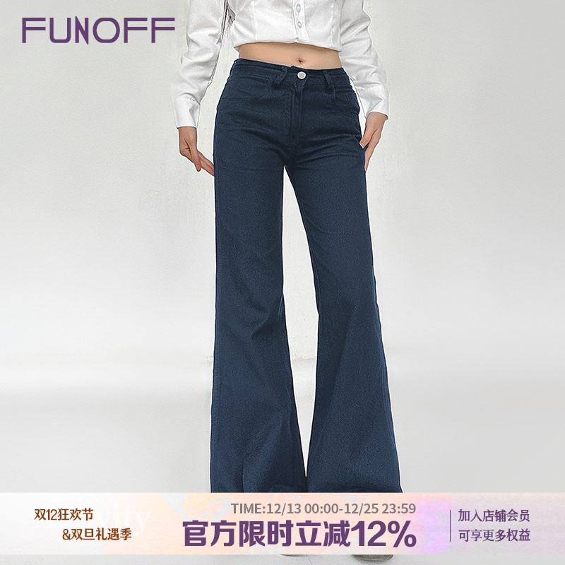 美式复古蓝色低腰直筒休闲牛仔裤