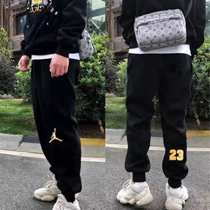 aj飞人卫裤男春秋季加绒加厚纯棉休闲长裤子青少年宽松束脚运动裤