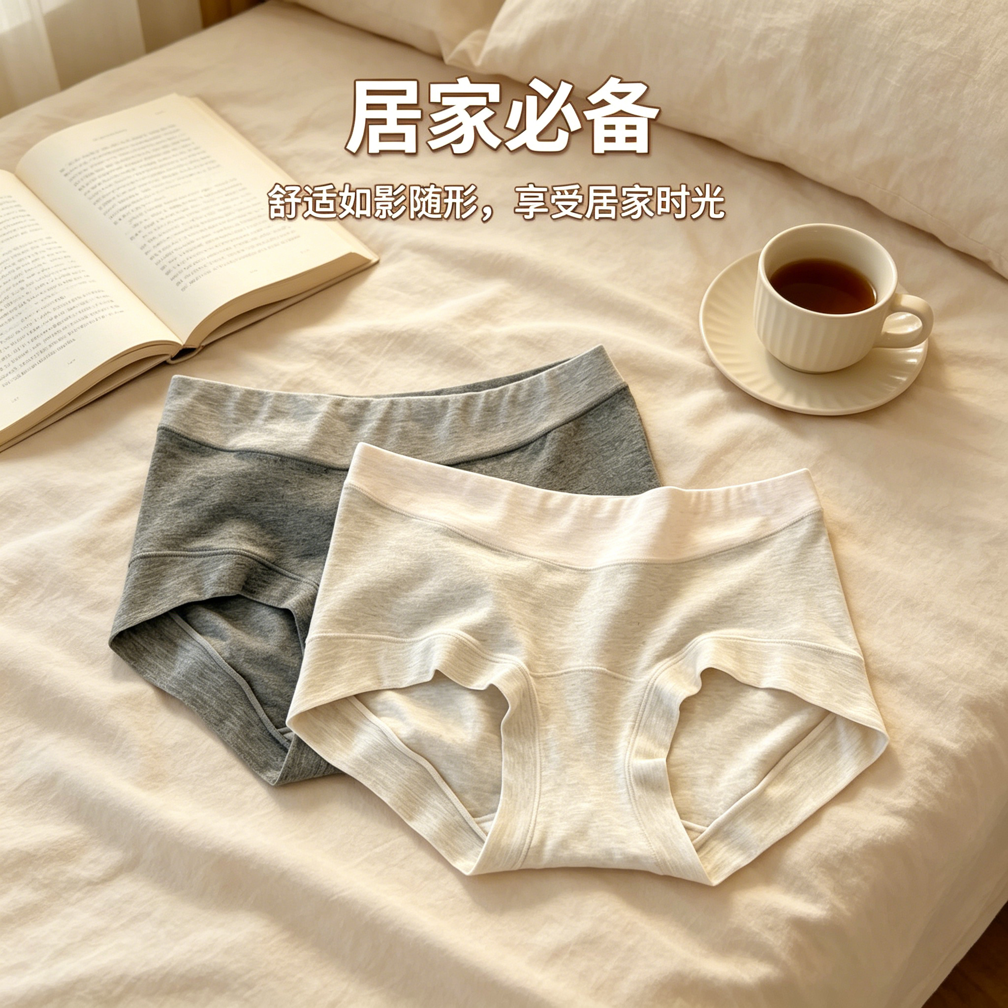 种草必买！简约抗菌平角裤女生超舒适无痕款女士三角裤居家必用