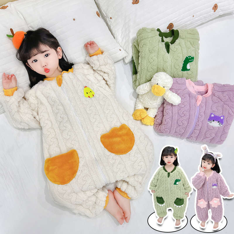 儿童连体睡袋男女宝宝法兰绒