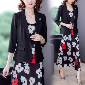 RM19139#新款时尚气质修身显瘦妈妈装西装两件套高贵套装