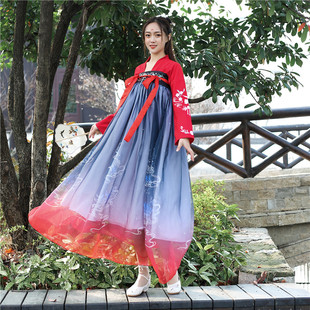 汉服女古装仙女裙齐胸襦裙古装汉服夏装日常改良古风清新淡雅唐装