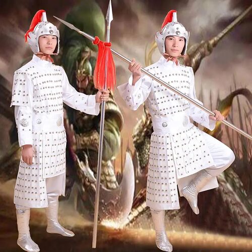 古装薛仁贵天兵天将成人白色小将军cosplay隋秦朝代赵子龙盔甲兵