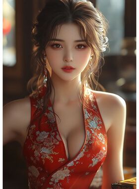 仿真网红旗袍美女海报客厅卧室出租房书房室内墙面装饰自粘贴爆款